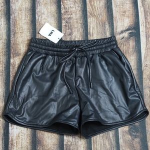 NWT LNA Black Faux Leather Shorts Size Small